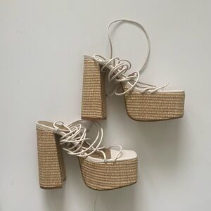 Elegant Cream and Tan Platform Heels